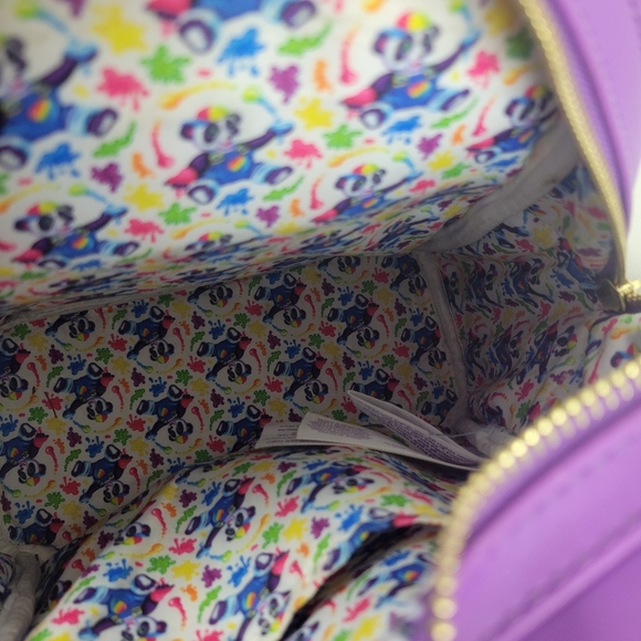 LISA FRANK LOUNGEFLY Painter Panda Heart Rainbow Backpack - Picture 13 of 15